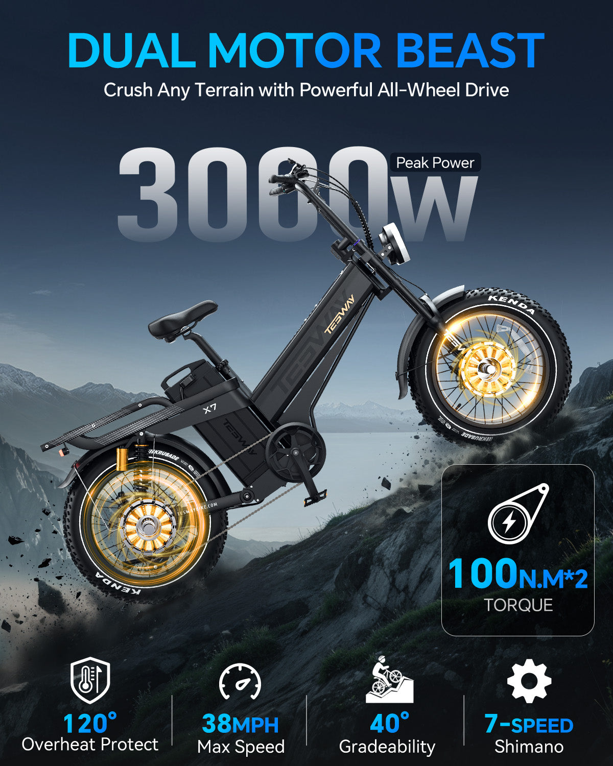 TESWAY X7 AWD - 3000W Dual Motor 200NM Torque