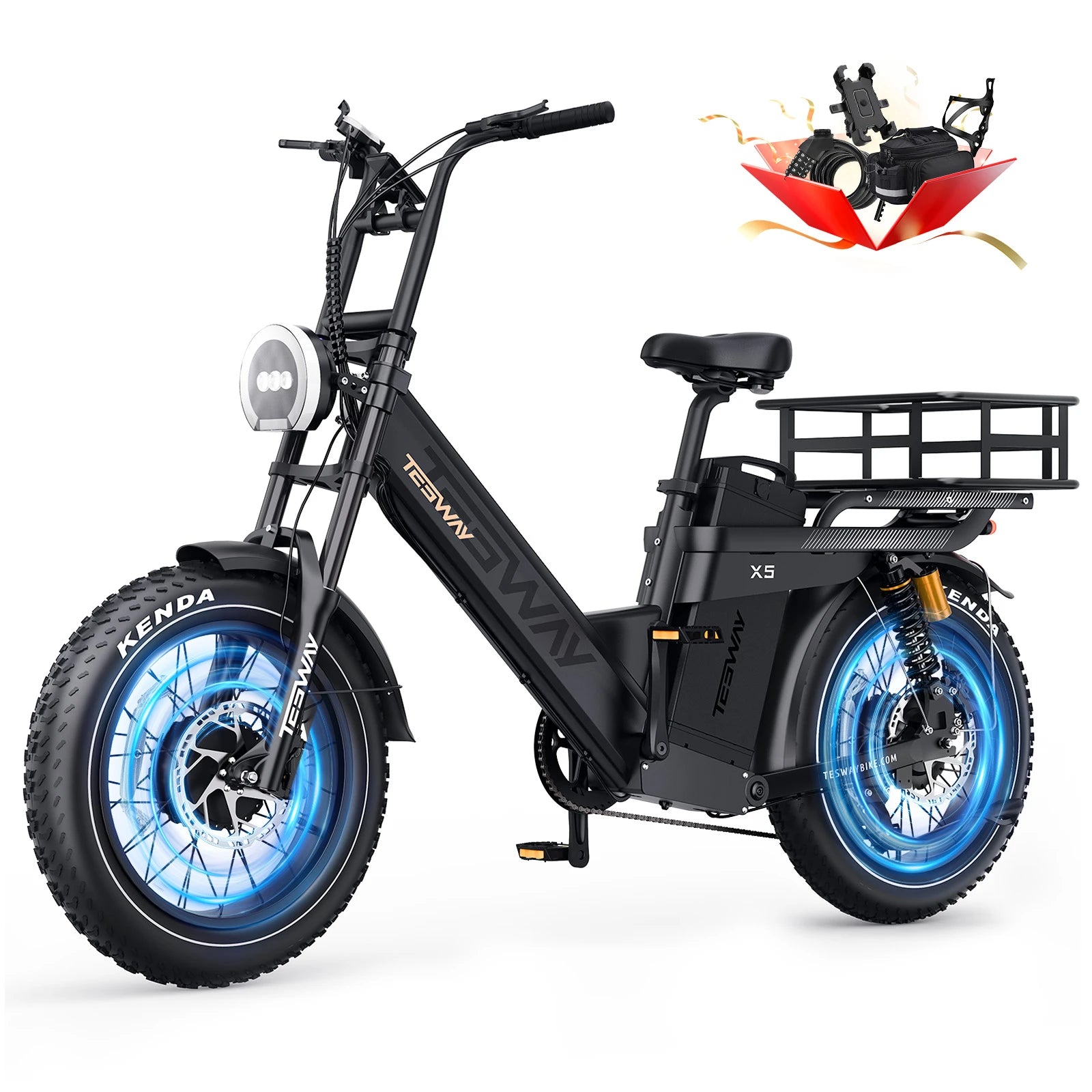 TESWAY X5 AWD Step-Thru E-Bike – Easy Mount 3000W Dual Motor