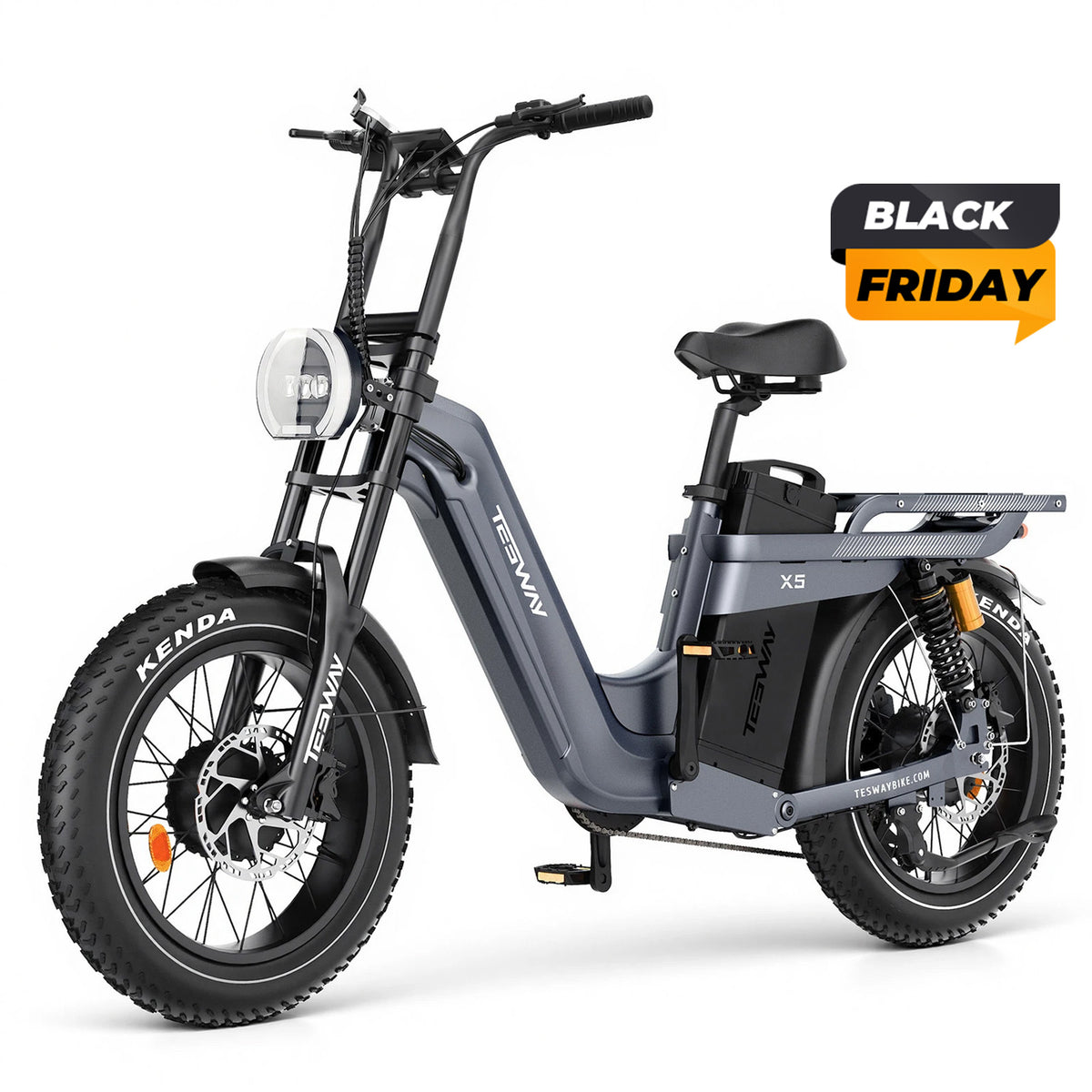 TESWAY X5 AWD Step-Thru E-Bike – Easy Mount 3600W Dual Motor