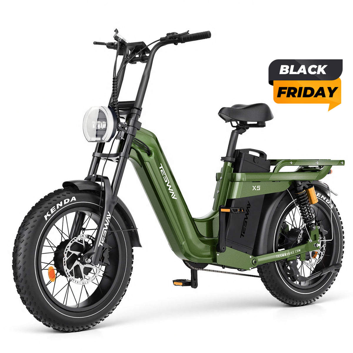 TESWAY X5 AWD Step-Thru E-Bike – Easy Mount 3600W Dual Motor