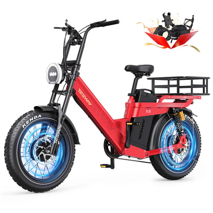 TESWAY X5 AWD Step-Thru E-Bike – Easy Mount 3000W Dual Motor